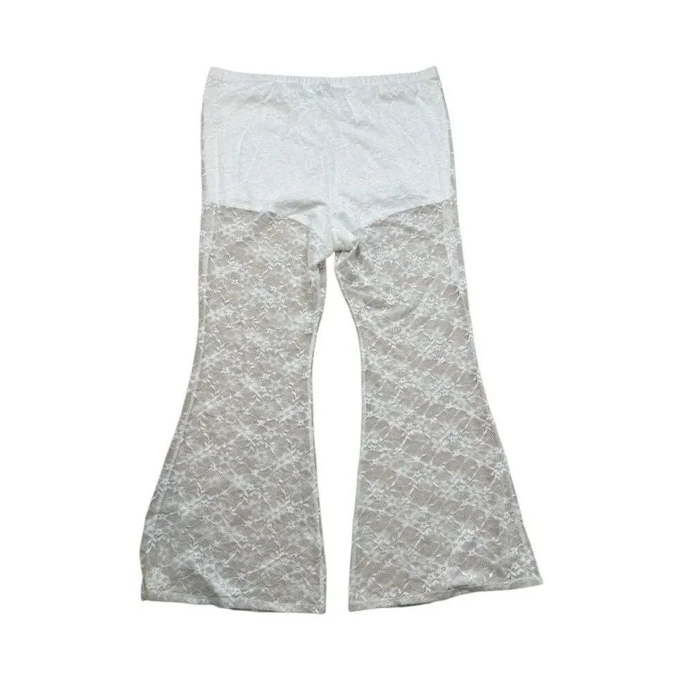 Wild Fable White Lace Sheer Flair Pants XL